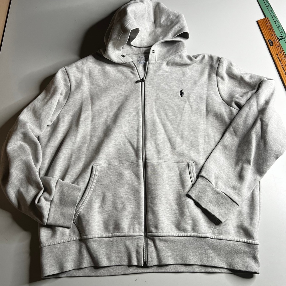 Polo Ralph Lauren Mens XL Heather Grey Full Zip‎ Hoodie Pony Logo Sweatshirt